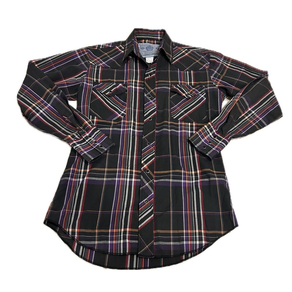 Vintage Western Wear Plaid Snap Button Down Shirt / Mens Small